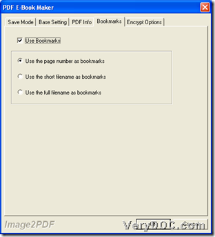 Set PDF bookmarks during converting image to PDF