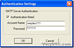 Set authentication email account during creating PDF and email PDF via virtual printer