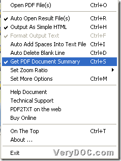 Set getting PDF summary mode and targeting format during converting  PDF to text or PDF to HTML