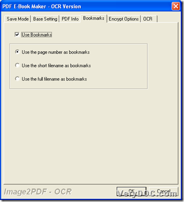 Set PDF bookmarks during converting image to PDF with GUI interface