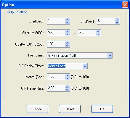 Option dialog box