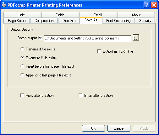Set printer parameters