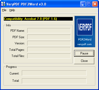 interface of PDF to RTF Batch Converter