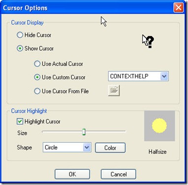 Cursor options