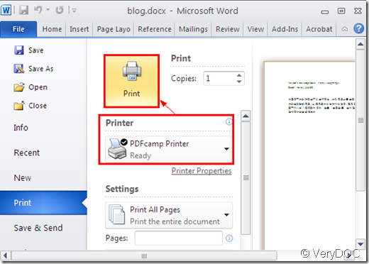 print source file to PDF Printer
