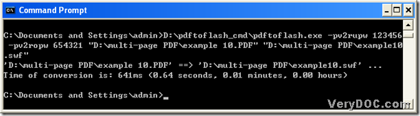 example to convert encrypted PDF to SWF with command line
