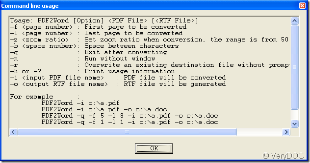 command line usage