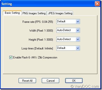 VeryDOC Image to Flash Converter images Setting interface