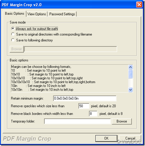 set parameters to crop pdf page