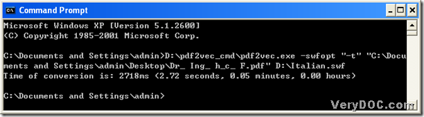 Command prompt containing command line and parameter