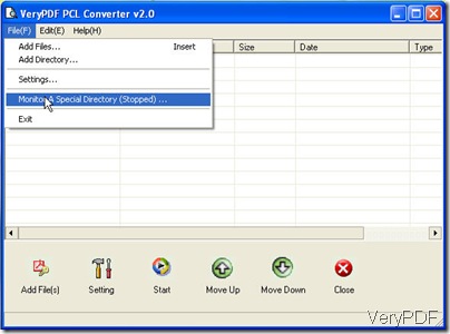 software interface of PCL to PDF converter