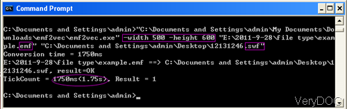 The conversion from emf to flash in MS Dos Windows