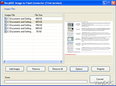 software interface of Image to Flah Converter