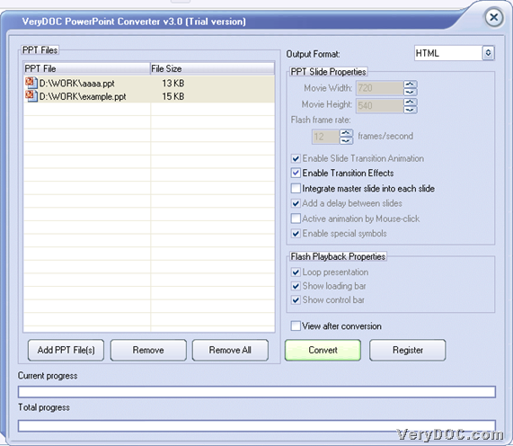 GUI interface of VeryDOC PowerPoint Converter