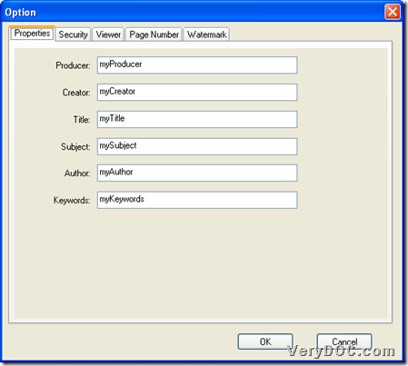 Set PDF information during converting Office/image to PDF through GUI interface