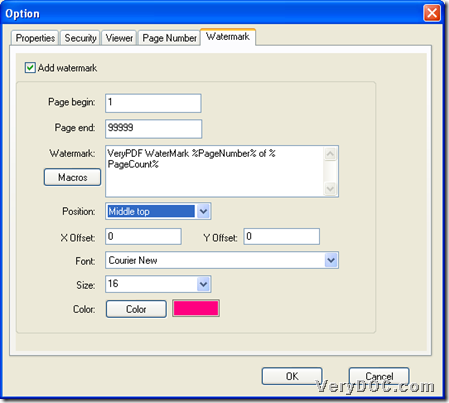 Watermark PDF files during converting Office/image to PDF through GUI interface of VeryDOC Office to PDF Converter