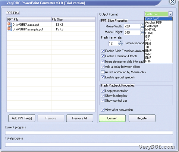 GUI interface of VeryDOC PowerPoint Converter 