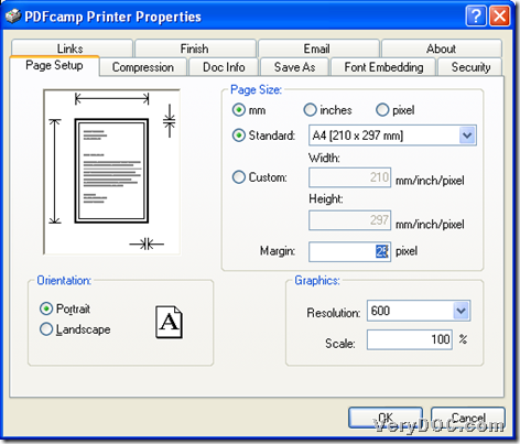 Set PDF page margin during creating PDF via virtual printer