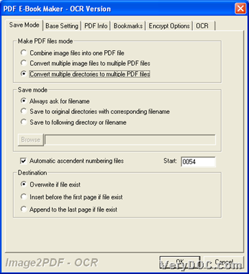 Set save mode during converting multiple directories image to PDF through GUI interface of VeryPDF Image to PDF OCR Converter
