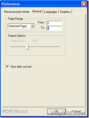 Set specified pages of PDF file during converting PDF to Word through GUI interface
