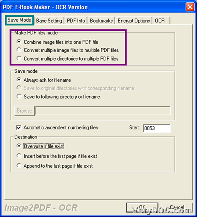 Set combination mode during converting image to PDF with GUI interface