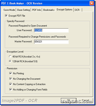 Encrypt PDF during converting image to PDF with GUI interface