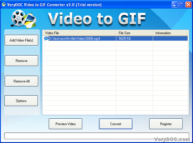 Video to animated GIF converter