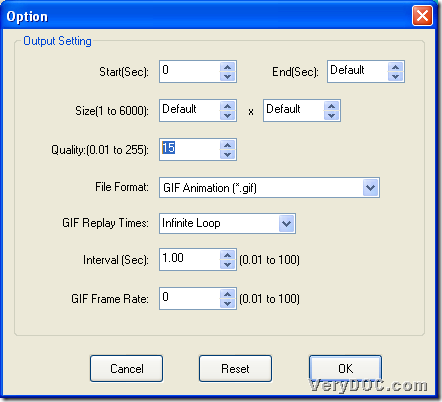 Set specific quality of animated GIF during converting video to animated GIF with GUI interface