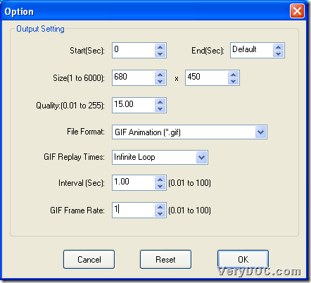 Set animated GIF frame rate during converting video to animated GIF with GUI interface