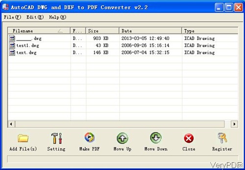 software interface of DWG to PDF Converter