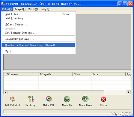 software interface of image to PDF Converter