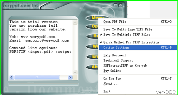 software interface of PDF to TIFF Extractor