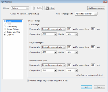 PDF Optimizer window