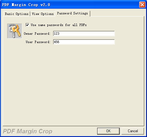 PDF Margin Crop screenshot 4 - PDF Margin Crop will offer you the possibility to apply owner and user passwords to your PDF files