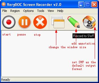 The interface of VeryDOC Screen Video Recorder