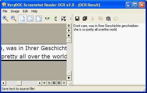 Screenshot Reader OCR window