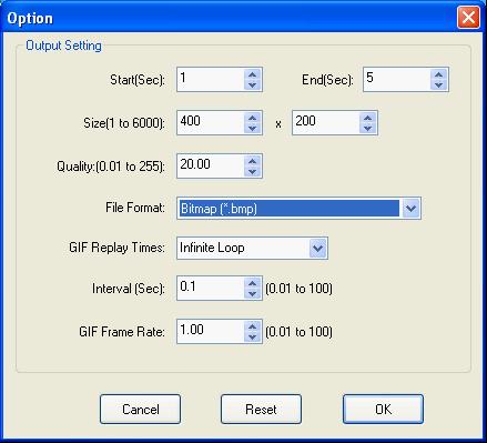 Option dialog box