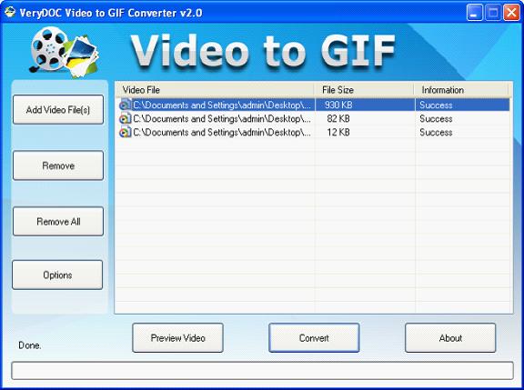 window form of Video to GIF Animation Converter