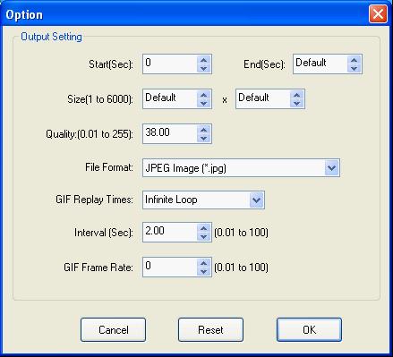 Option dialog box