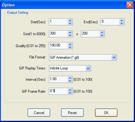 Option dialog box